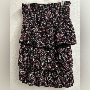 Ruffled Floral And Black Boho Skirt From Céline By Champion Size L